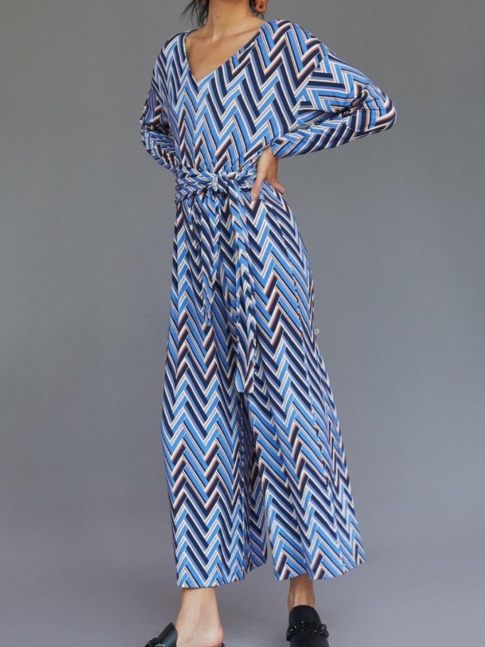 Anthropologie Retro Print Wide Leg Jumpsuit Small Hippie 70s